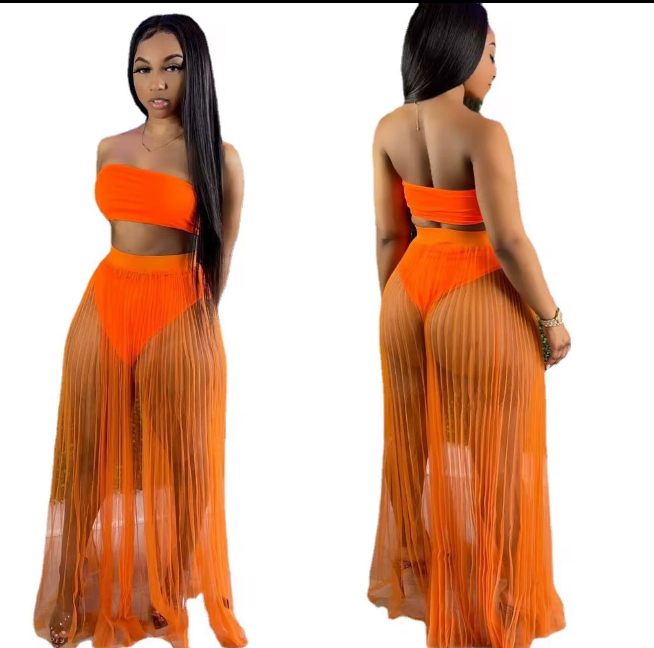 Tubed top skirt set