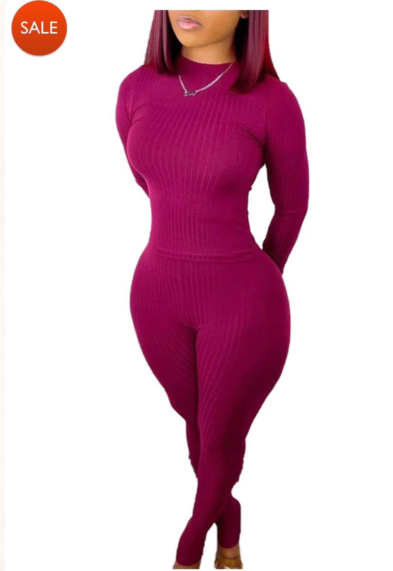 Maroon Diva Ribbed 2 piece set