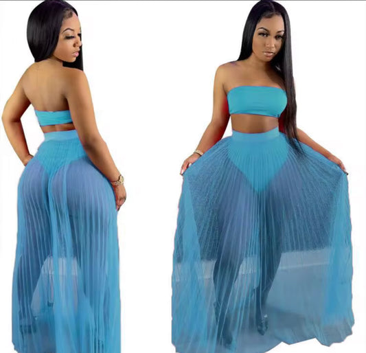 Tubed top skirt set