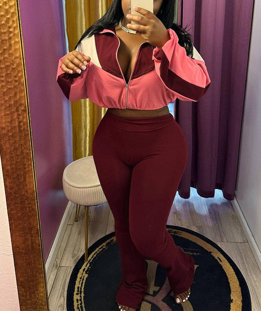 Striped sweatshirt set leggings tracksuit