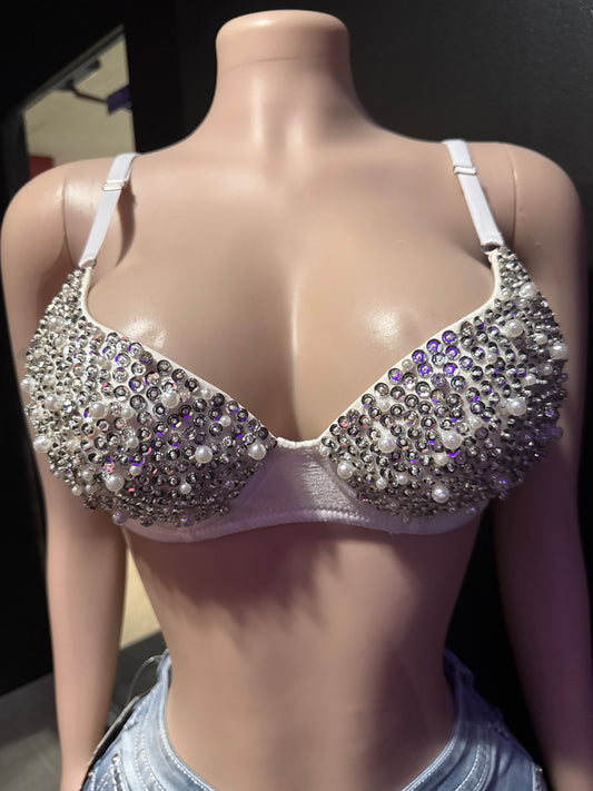 Sequin & Pearl Bustier Top
