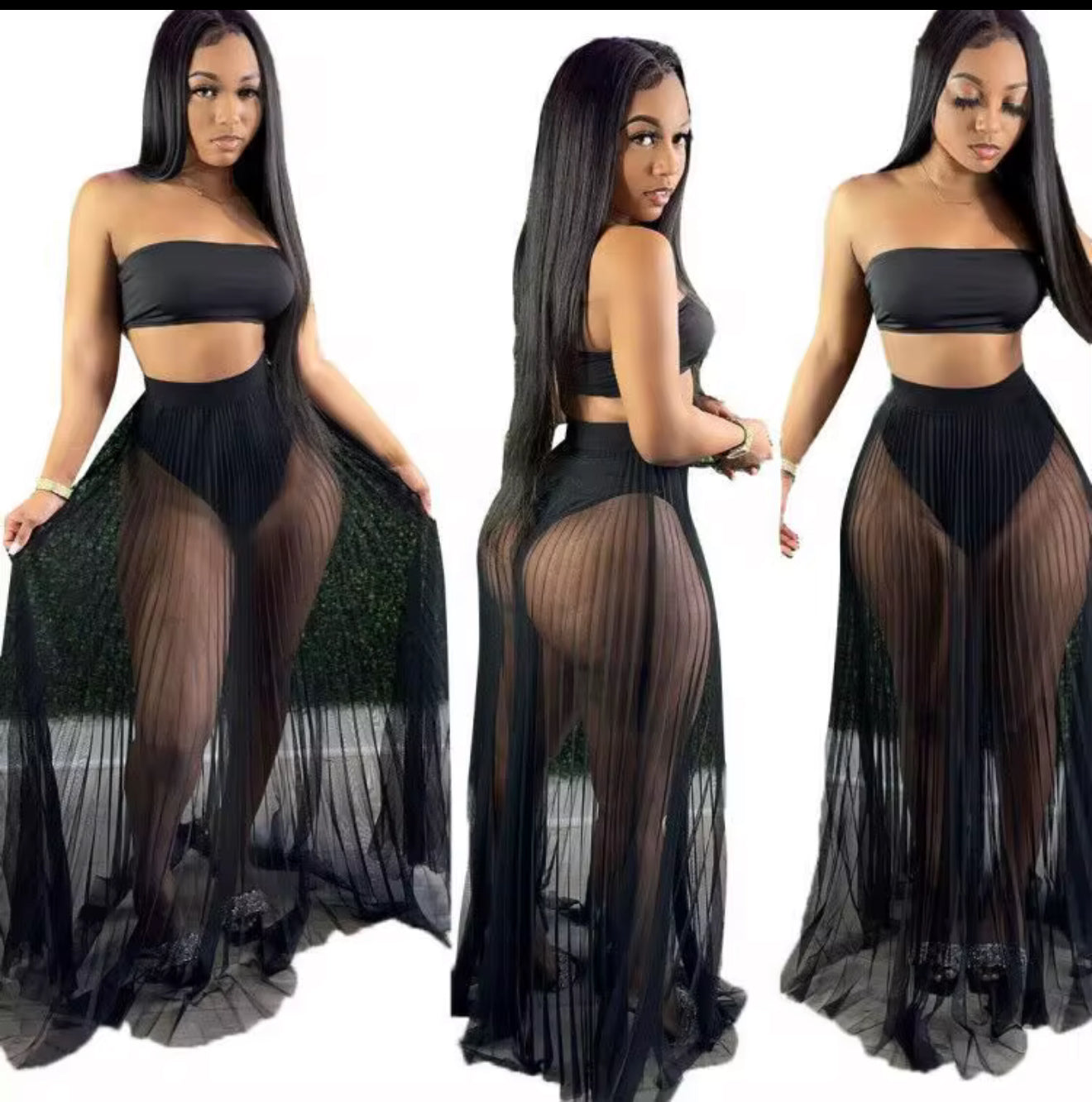 Tubed top skirt set