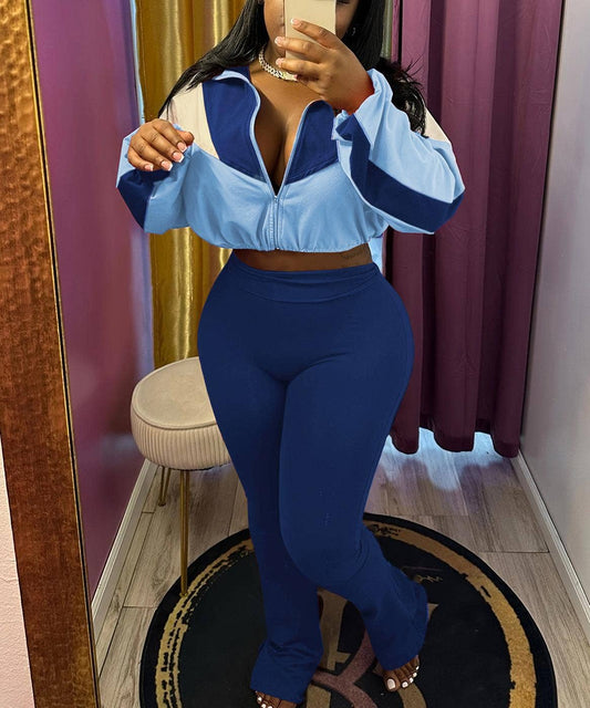 Striped sweatshirt set leggings tracksuit