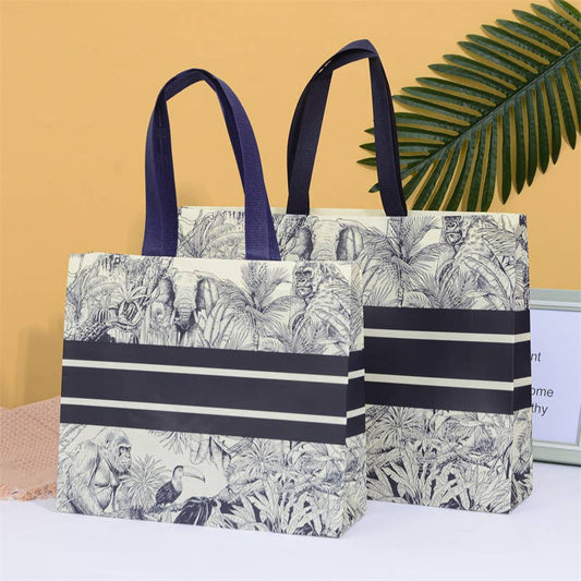 50pc, 3 size black stripe Jungle line art non-woven gift bag