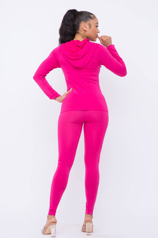 Seamless Zip Up Hoodie Jacket And Leggings Set