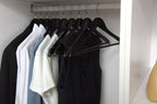 W070-30 Semi Curved Wooden Hangers, 17.5" -Black/Gold Hook