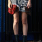 PLAID APPLIQUE POINT CARGO MINI SKIRT