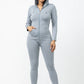 Seamless Zip Up Hoodie Jacket And Leggings Set