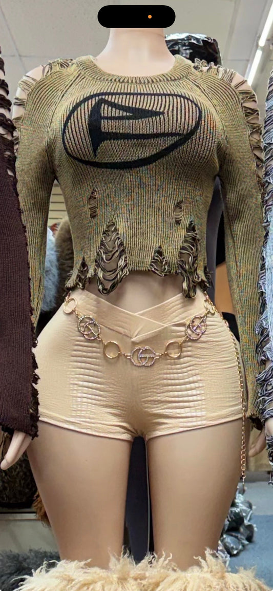 Faux leather style leather short