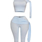 PLUS SIZE One shoulder tied capri leggings set