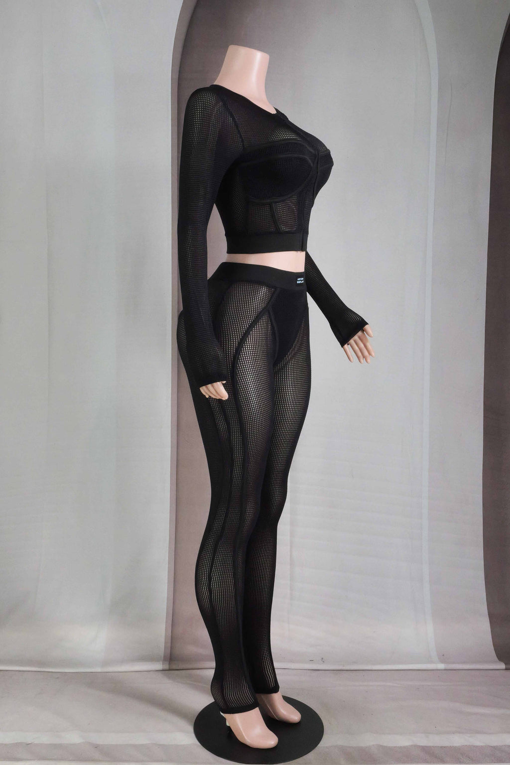 popcorn mesh long sleeve top legging set party outfit women