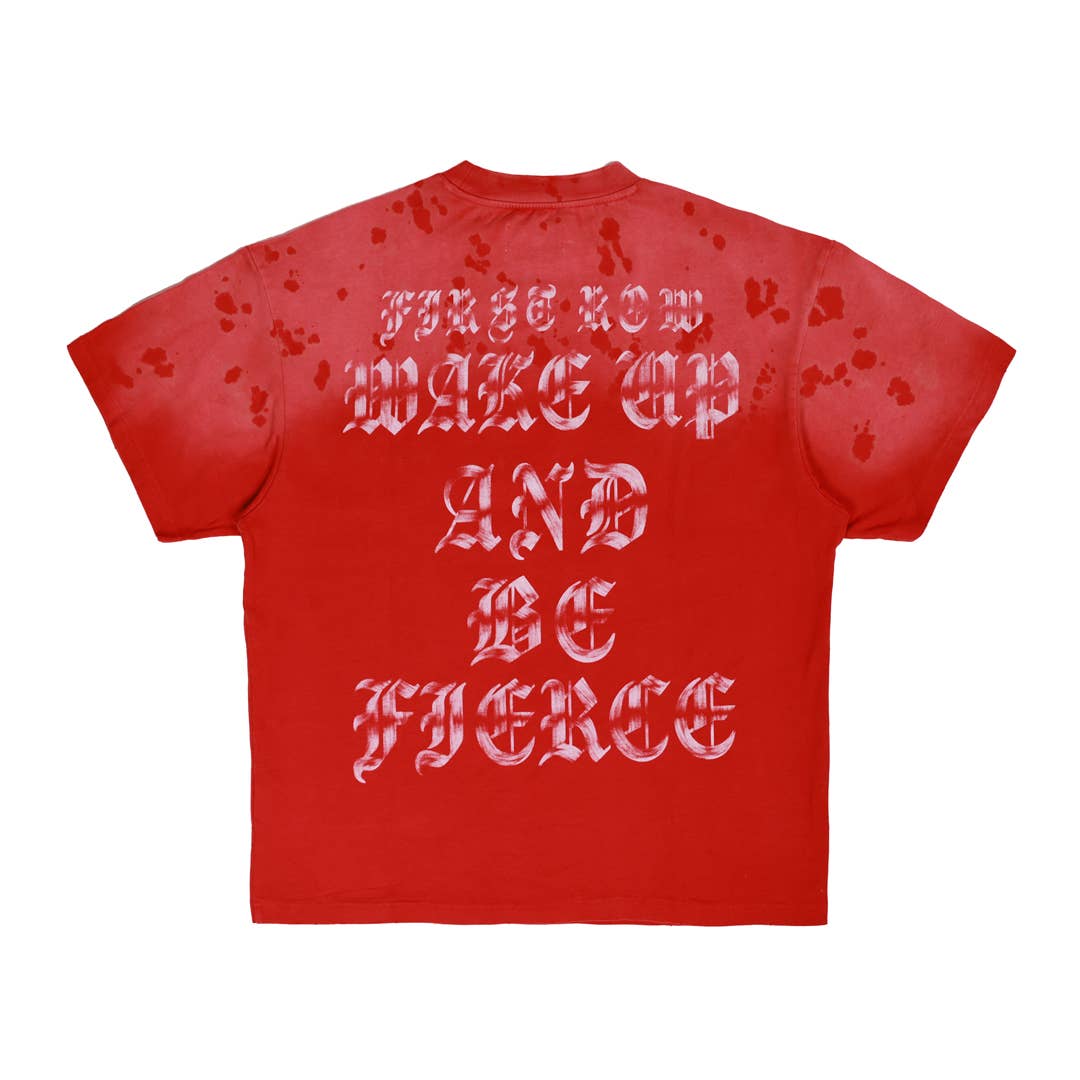WAKE UP AND BE FIERCE APPLIQUE TEE