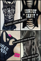 American Rebel Motorcycle Sexy Graphic Biker Western Festival Slashed Tank Top
