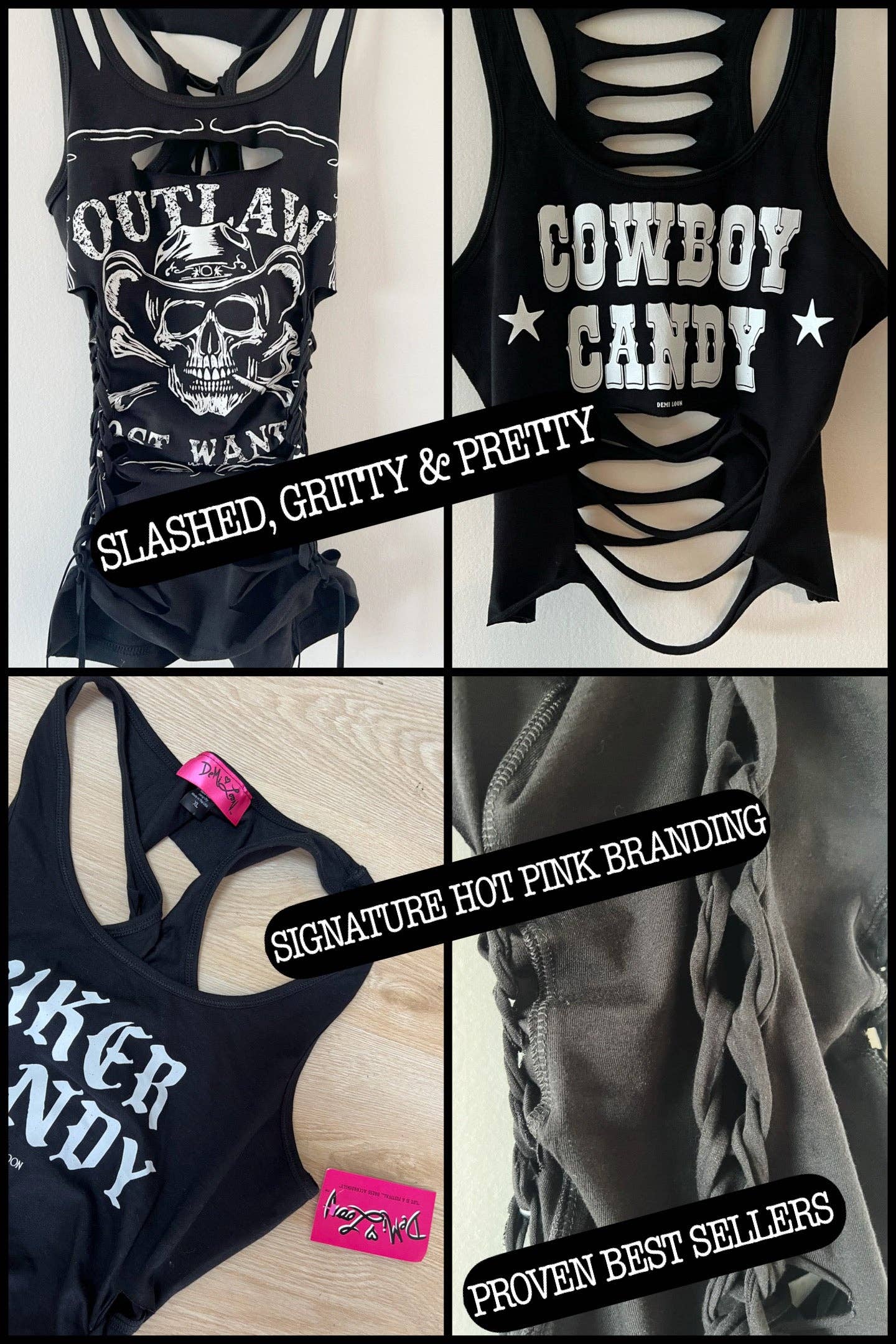 American Rebel Motorcycle Sexy Graphic Biker Western Festival Slashed Tank Top