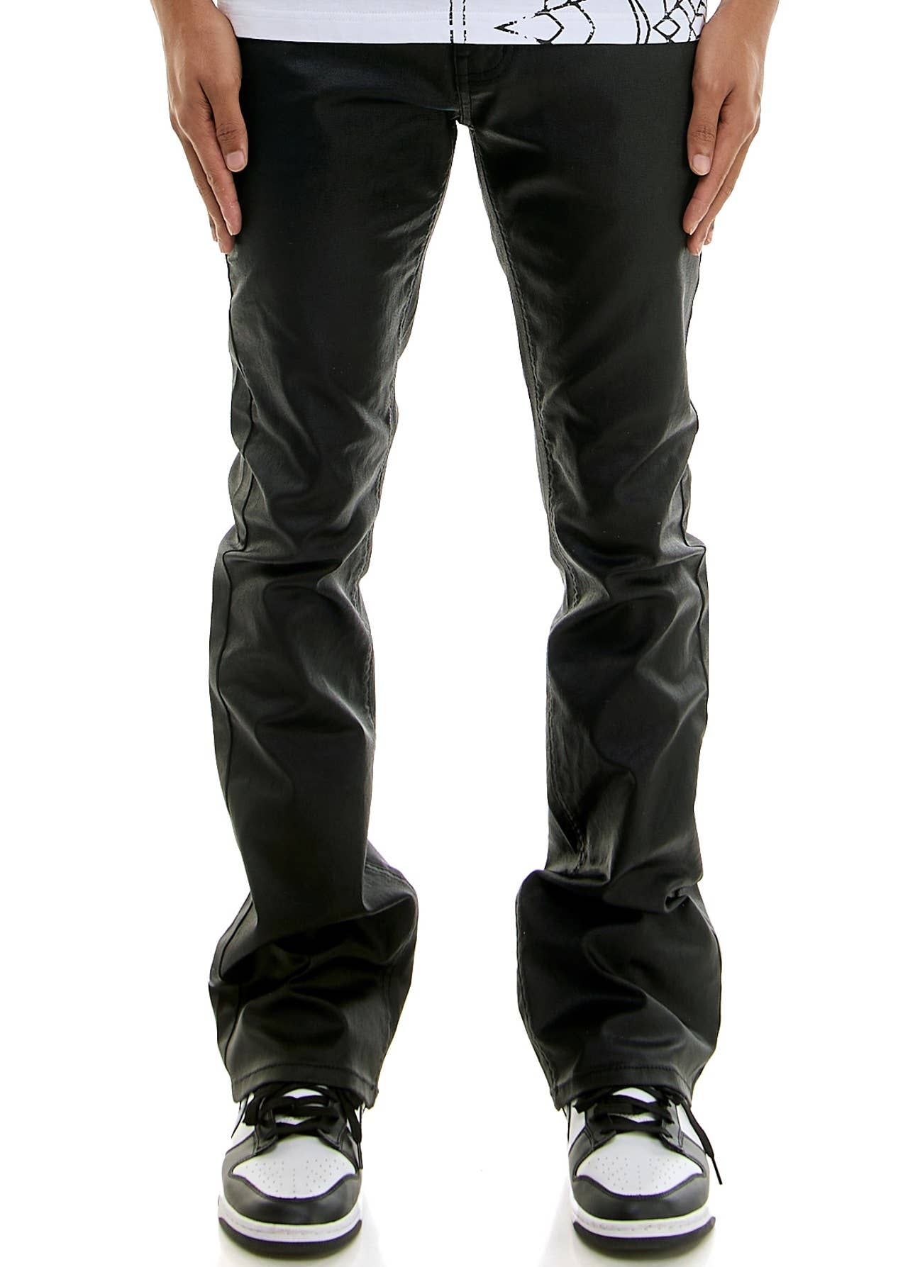 BASIC WAXED FLARE PANTS