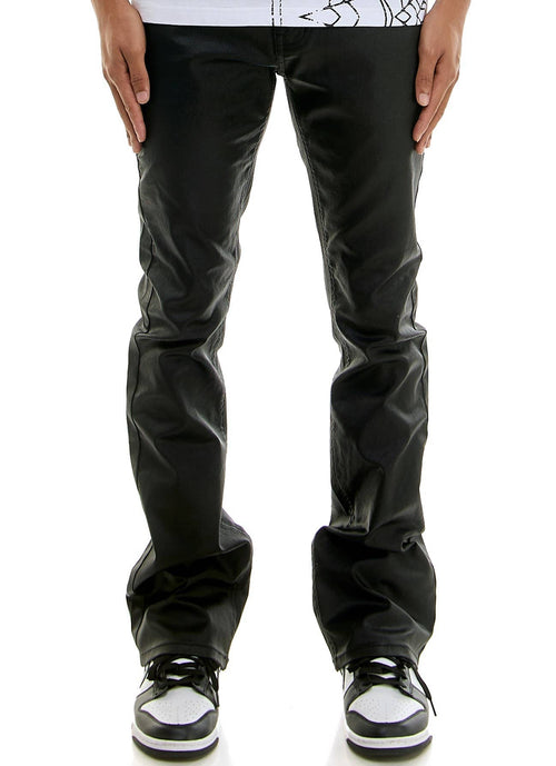 basic waxed flare pants women outfit
