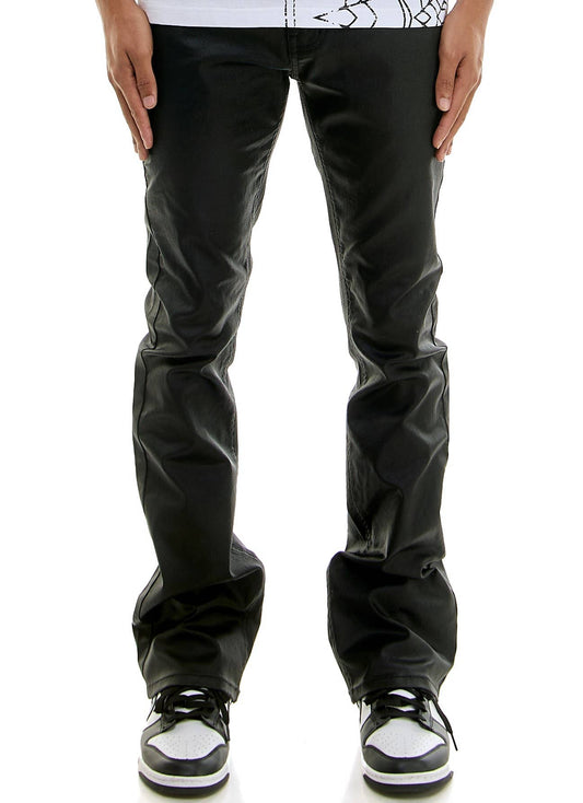 BASIC WAXED FLARE PANTS