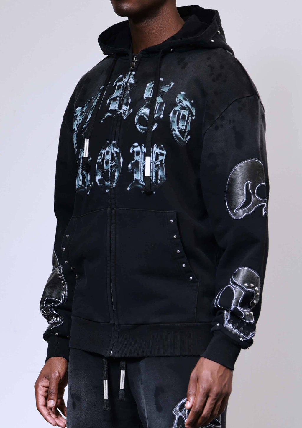 wake up and be fierce applique full zip hoodie black hoodie