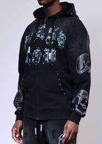 wake up and be fierce applique full zip hoodie black hoodie