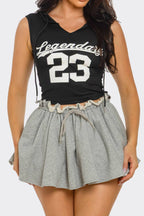 NT1146A Graphic Crop Hoodie Top