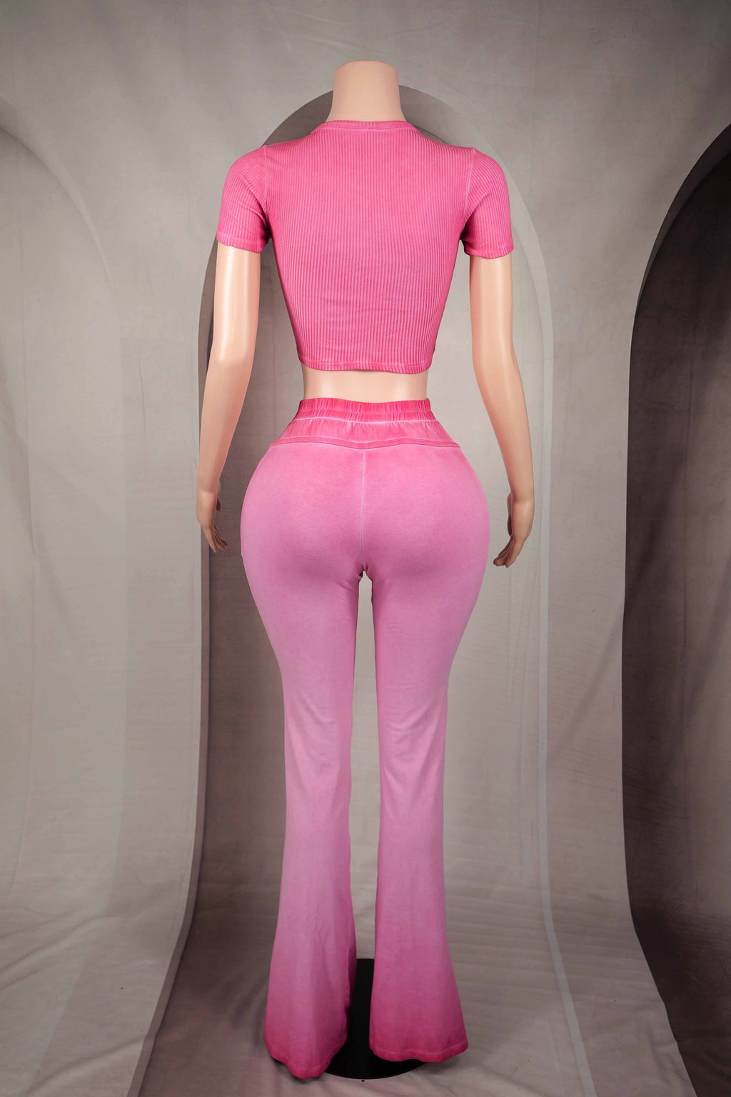 Oil Wash Contour Top Flare Pant Set flare pants