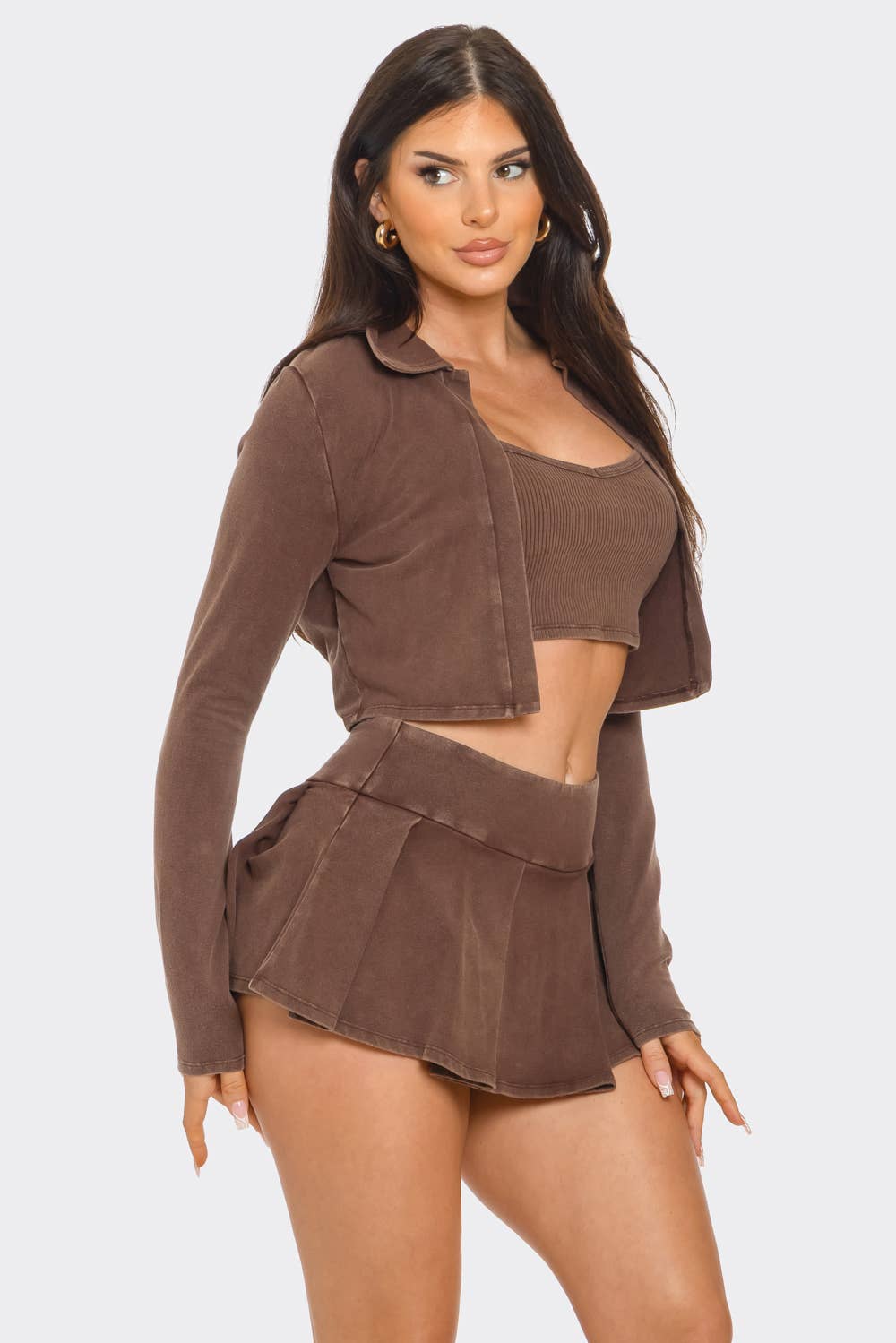 Inside Tank Top Jacket And Skort 3 Pieces Set