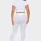 2 Pcs Seamless V Neck Split Neck Top and Legging Set