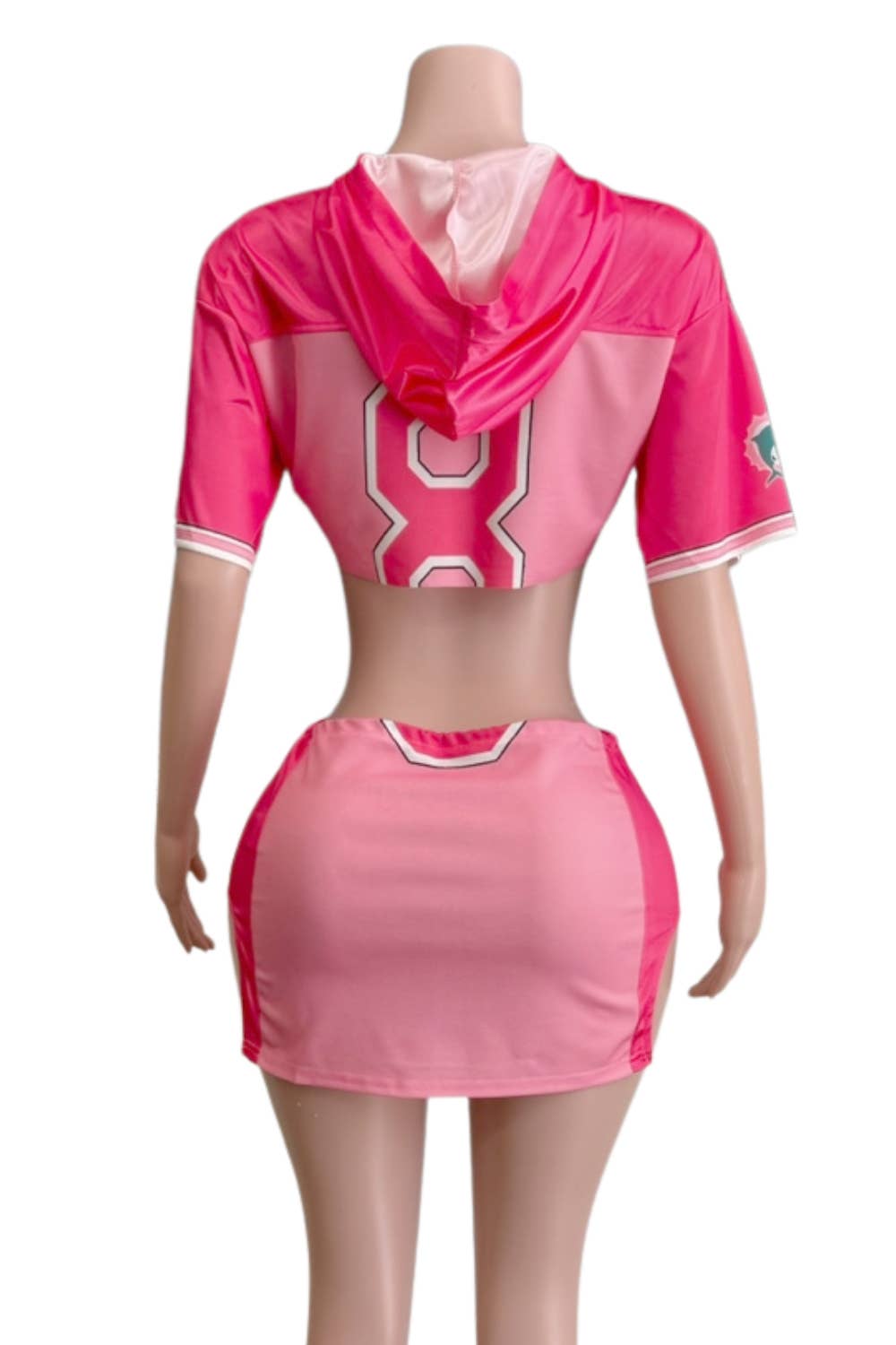 NC2097A Varsity Crop Hoodie & Mini Skirt Set