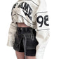 NT1107C Cropped PU Leather Varsity Jacket