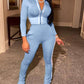 Sporty striped tape coat pants set