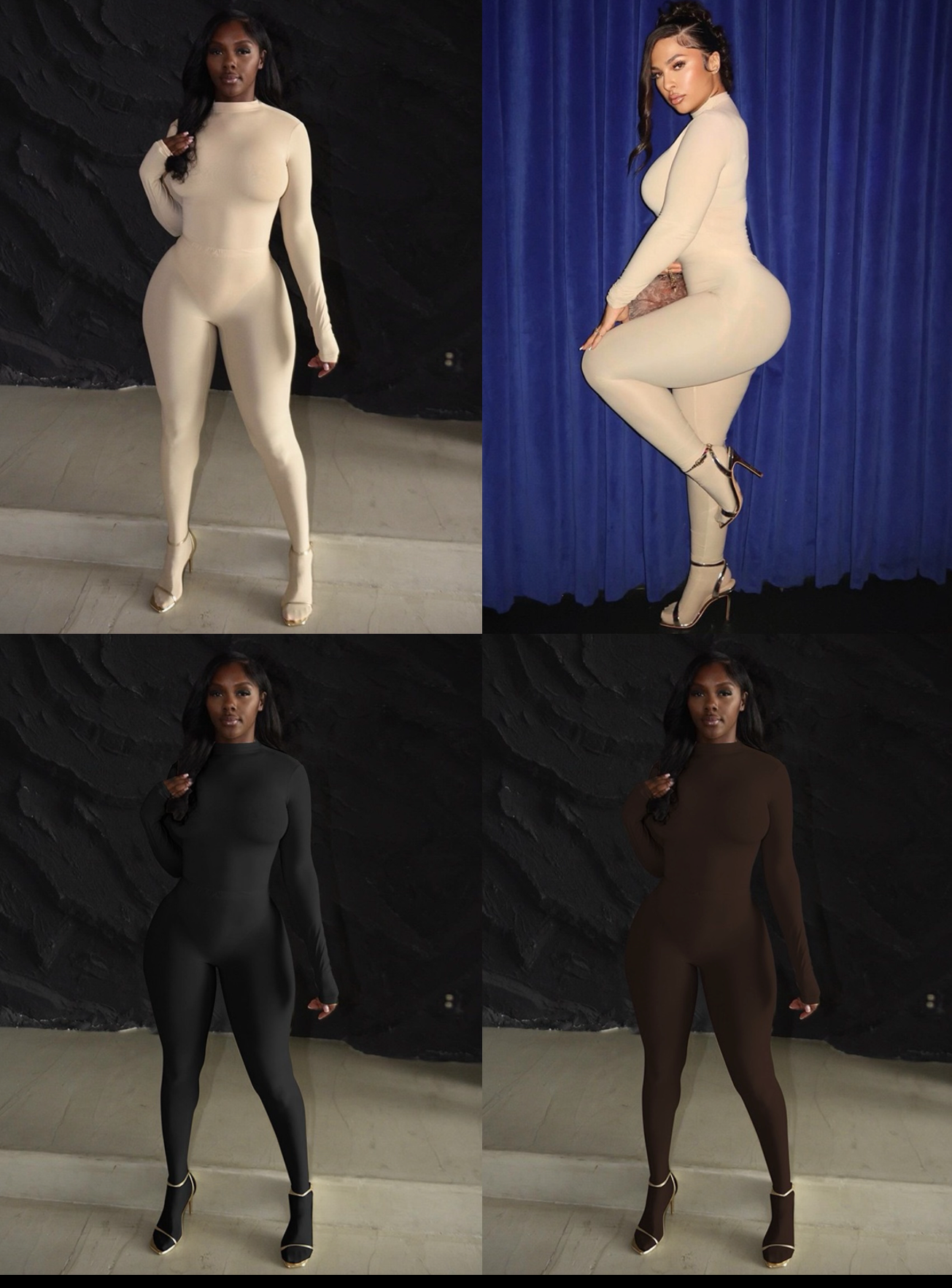 Mock neck 2 piece bodysuit set