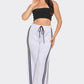 Slit Two White Stripes Flare Pants