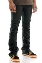 Waxed Pleat Flare Pants flowing flare leg detail
