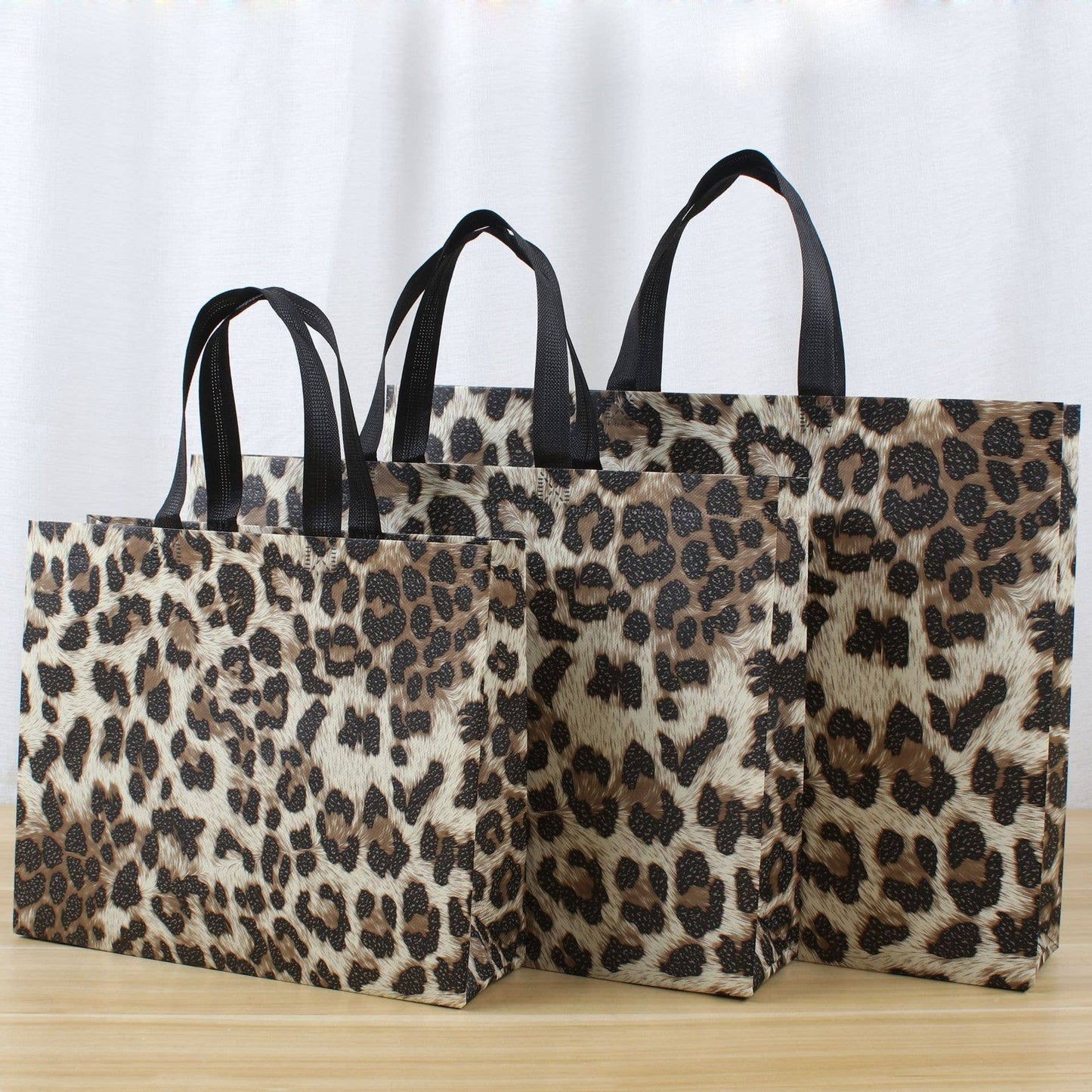 50pcs, 4 Sizes Leopard Animal Print Non-woven Gift Bag