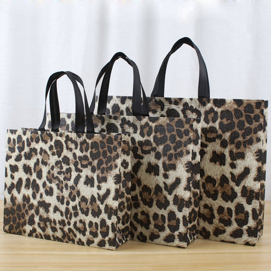 50pcs, 4 Sizes Leopard Animal Print Non-woven Gift Bag
