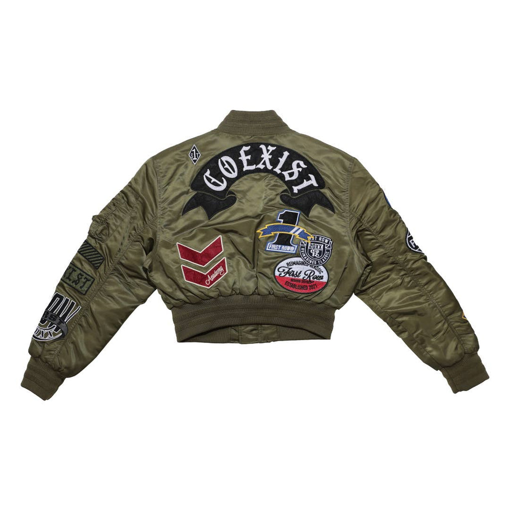 Coexist Multi Patches MA-1 Jacket for Women patch detail close-up