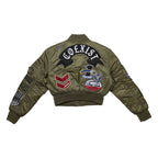 Coexist Multi Patches MA-1 Jacket for Women patch detail close-up