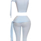 PLUS SIZE One shoulder tied capri leggings set