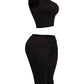 PLUS SIZE One shoulder tied capri leggings set