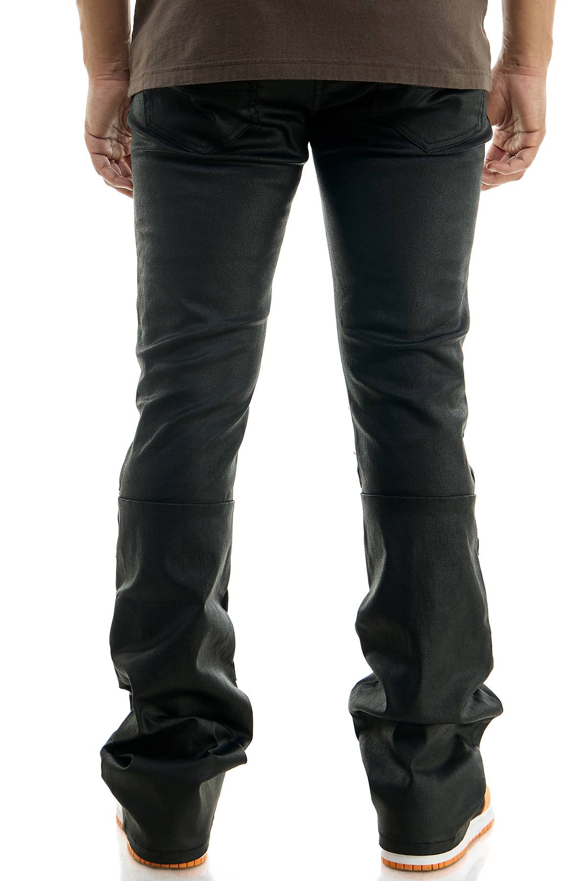 WAXED PLEAT FLARE PANTS