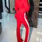 Sporty striped tape coat pants set
