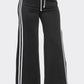 Slit Two White Stripes Flare Pants