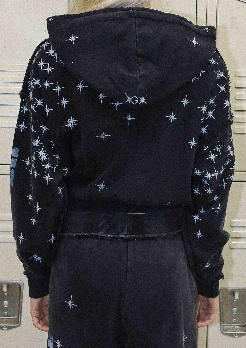 made in heaven stardust zip up hoodie rhinestone detail