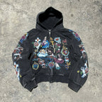 Retro Gothic Style Letter Printed Hoodie Casual Sweatshirt