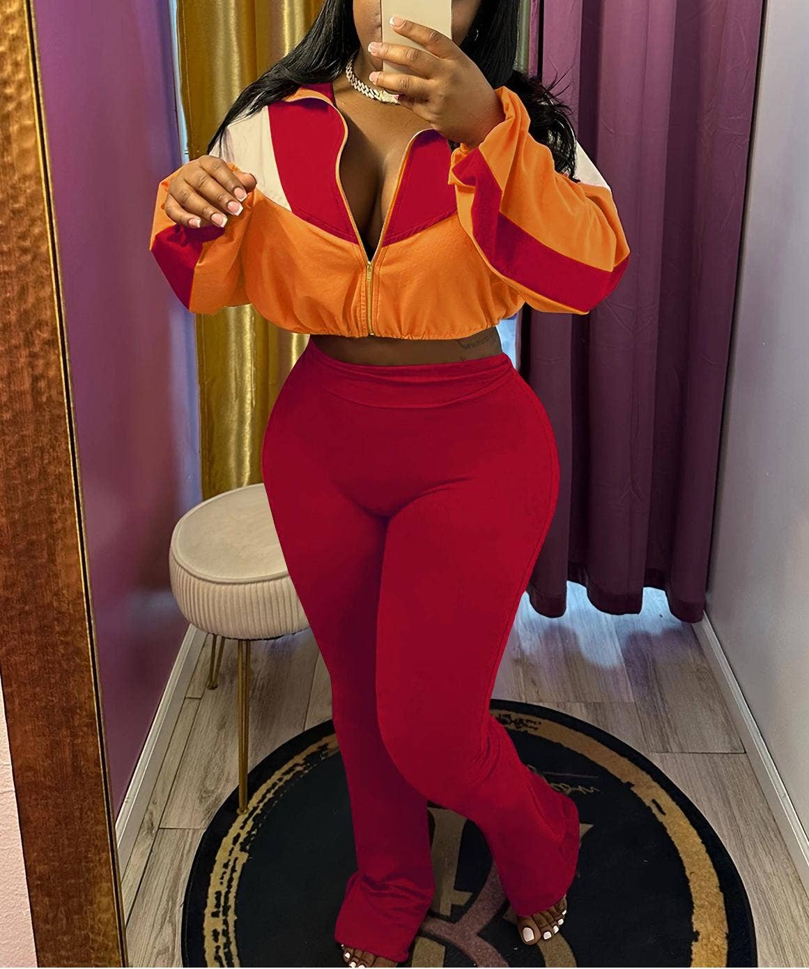 Striped sweatshirt set leggings tracksuit