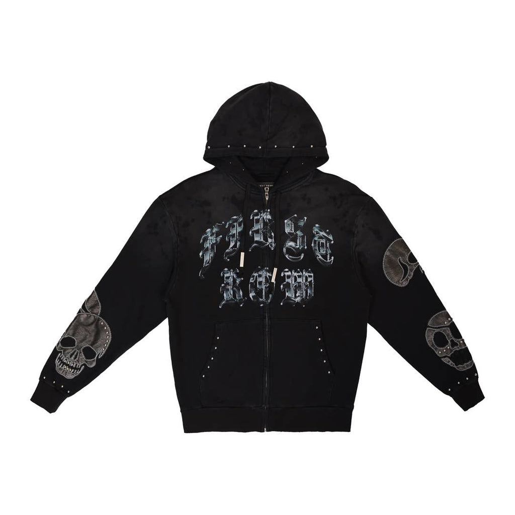 wake up and be fierce applique full zip hoodie modern streetwear