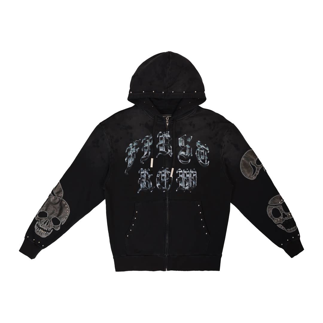 wake up and be fierce applique full zip hoodie modern streetwear