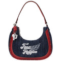 True Religion Wing Motif Denim Hobo Bag