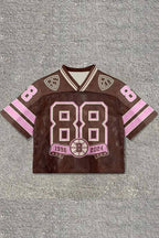 Graphic Number Patch Cropped Jersey Top