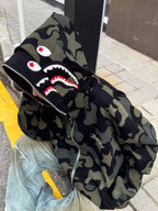 Camo Shark Hoodie for Men and Women streetwear look